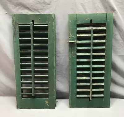 Pair Narrow VTG Small 10x23 Antique Green House Wood Window Shutters Old 634-24B • $75