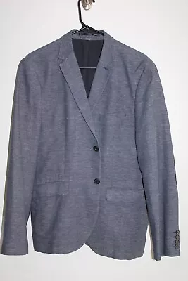 BLUE H&M COTTON/LINEN BLEND SLIM FIT SPORT COAT Sz 42R Blazer / Suit Jacket • $18.75