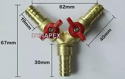 Universal 3 Way Tee Y Shut Off Ball Valve 3/8” Barb Splitter Fuel Gas Oil  • $15.98