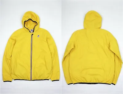 K-Way 3.0 Insulated Padded Yellow Hooded Zip Packable Jacket Size L • $59.50