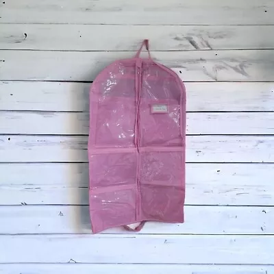 Hanging Dance Garment Bag Pink Lightweight Plastic Front Gymnast Girl Storage • $9