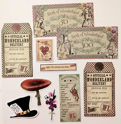 Alice In Wonderland 10 Stickers/Decals Vintage Look - So Unique & Special BUY! C • $5.99