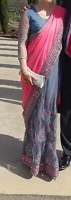 £15 • Buy Indian Used Sari And Blouse - Beautiful With Petticoat. Worn Once For A Wedding.
