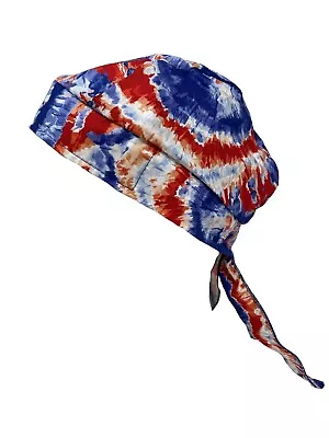 Classic Patriotic Tie Dye Hippy With Sweatband Head Wrap Durag American Made USA • $11.95