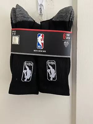 New NBA Mens Crew Socks 6-12 Black Free Shipping • $25