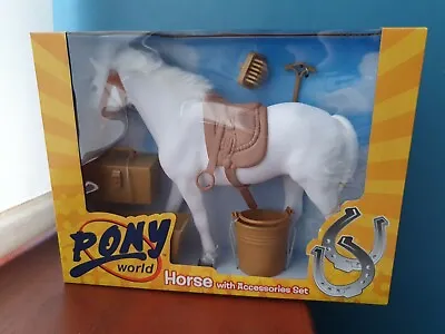£6.99 • Buy NEW PONY WORLD White Horse With Accessories Set Horses Play Set Plush Horse Toy