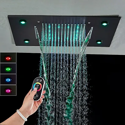 $122.22 • Buy Luxury LED Rainfall Shower Head With Shower Bar High Pressure Top Ceiling Rain