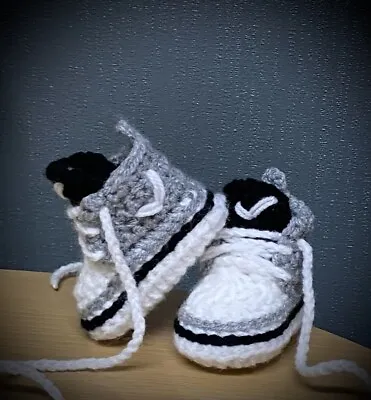 £6.99 • Buy Crochet Baby Shoes Handmade Crochet Wool Baby Trainers Booties Sneakers Slippers