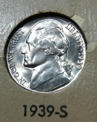 1939- S Jefferson Nickel - AU+ / Unc - Shimmering Luster  (S-2) • $25