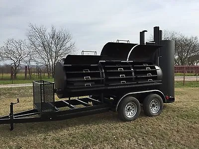NEW Reverse Flow BBQ Pit Smoker Cooker And Charcoal Grill Trailer • $15750