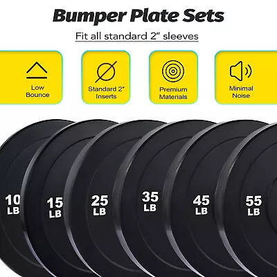 Zelus Olympic Rubber Bumper Weight Plate Set 2  Pair Plates 10/15/25/35/45/55lbs • $66.59