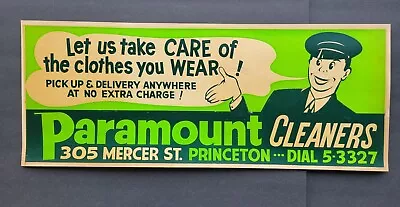 VINTAGE Paramount  Cleaners Original  Cardboard Sign Bus Trolley Card  • $75
