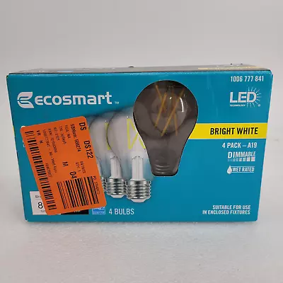 EcoSmart LED BRIGHT WHITE A19 4 PACK  60W  1006777841 800 LUMENS 2873 • $14.99