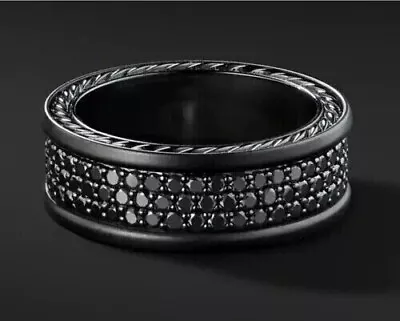 Black Diamond 2CT Round Lab Created Diamond Men's Jewelry 14K Black Gold Plated • $108.49