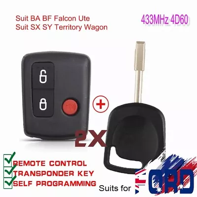 2x Remote Control + Transponder Key For Ford BA BF Falcon Territory SX SY Ute • $44.09