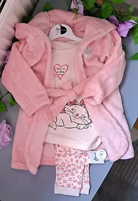 Baby Girl 12-18 Months BNWT Disney Marie Supersoft Pyjama And Dressing Gown Set • £6