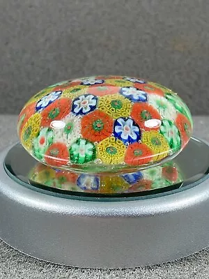 Vintage Glass Paperweight Millefiori Multicolor 2 5/8  X 1 1/4  Unsigned • $14.99