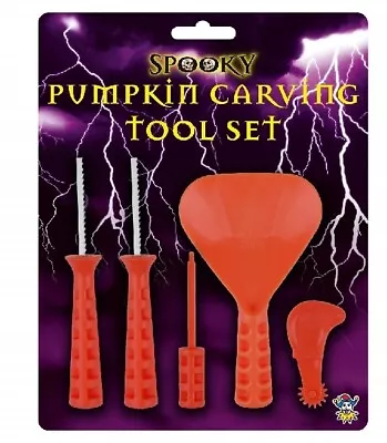 Halloween 5 Piece Pumpkin Carving Kit Tools Set Making Decorations Maker Lantern • £4.49