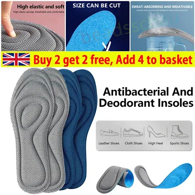 Memory Foam Orthopeadic Insoles For Shoes-Mens·Women Nano Antibacterial ^Massage • £2.48