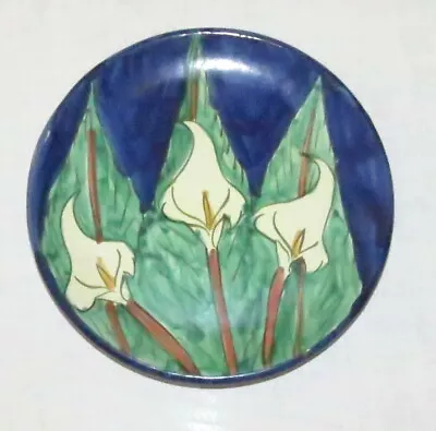 Dinner Plate: Hand-painted Pottery: Made In Mexico: Arum Lilies 9.8 Ins Diameter • $11