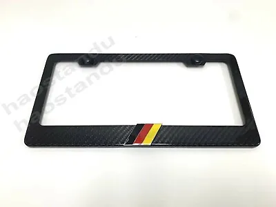 1x GERMAN FLAG 3D Emblem Real 3K TwillWeave CARBON FIBER License Plate Frame • $42