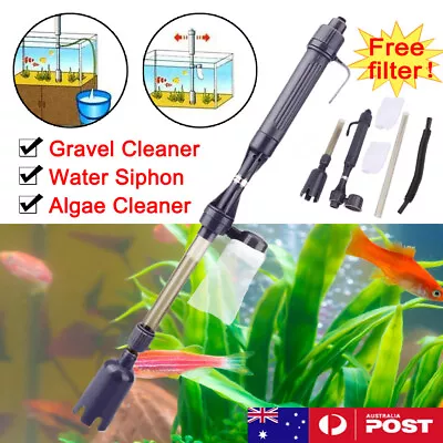 Electric Siphon Vacuum Cleaner Aquarium Fish Tank Clean Pump Water Change Gravel • $16.57