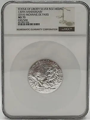 2016 Monnaie De Paris Statue Of Liberty 5 OZ Silver NGC MS 70 • $550