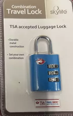 Small Combination Travel Lock TSA Accepted 3 Digit Mini Combination Padlock Blue • $6.95