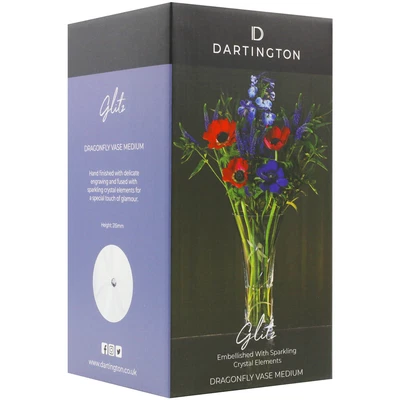 £42.09 • Buy Dartington Glitz Vase Dragonfly Theme Medium 21cm Size Hand Finished Engraved