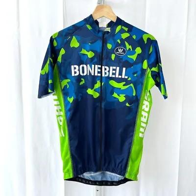 VERMARC Italy Bonebell Full Zip Short Sleeve Cycling Jersey Camo Blue Green XL • $23.09