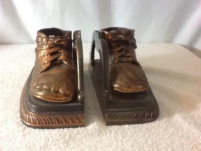 Vintage MASON MASTERPIECE HEIRLOOMS OF BABYHOOD Bronzed Baby Shoes Bookends • $22.99