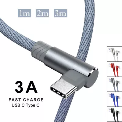 90 Right Angle USB C Cable 3A Fast Charge USB A To Type C Charger Cord 1M 2M 3M • $7.98