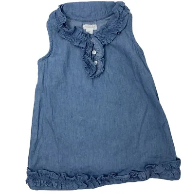 Mud Pie Girls 3T Blue Denim Chambray Sleeveless Ruffle Dress • $11.99