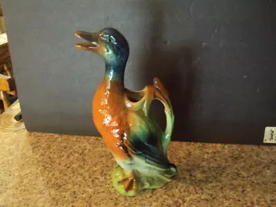 St. Clement Made In France Majolica Duck Ceramic Pitcher 12.5 #7492 ID:88195 • $51