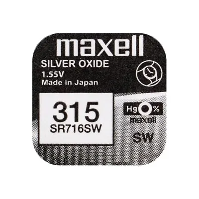 Maxell 315 314 Silver Oxide SR716SW Watch Battery 1.5V - SR67 V315 SR716W D315 • £2.79