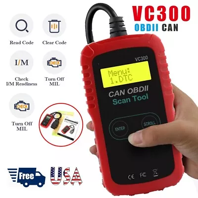 VC300 Car Fault Code Reader EOBD OBD2 Check Test Engine Auto Diagnostic Scanner • $14.99