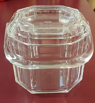 Vintage Lucite Ice Bucket Clear Acrylic Octagon With Handle Lid 4qt Large • $74.95