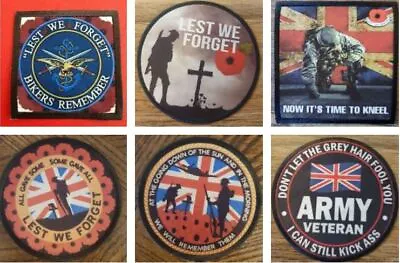 Lest We Forget Bikers Remember MILITARY VETERAN ARMY NAVY RAF SEW  IRON ON PATCH • £5.99