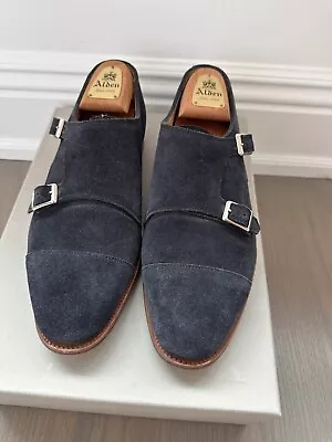 Alfred Sargent X J Crew  Double Monk Strap Sz  9.5D England  Navy Suede • $200