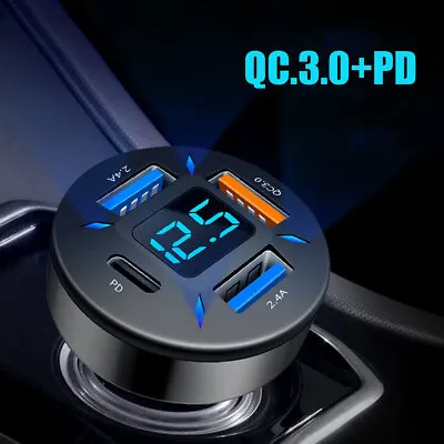 $13.69 • Buy 4Ports PD USB Car Charger Adapter LED Display QC 3.0 Fast Charging Accessories