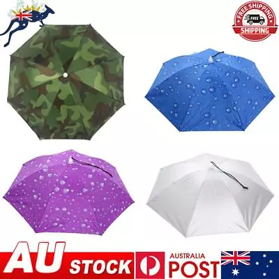 Umbrella Hat Foldable Outdoor Sun Shade Waterproof Camping Headwear Cap • $9.99