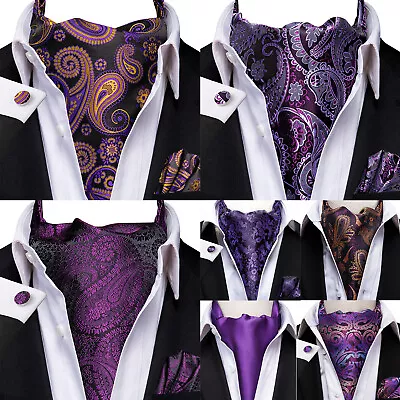 Orange Paisley Mens Ties Silk Necktie Hanky Cufflinks Set Ascot Cravat Party • $13.99