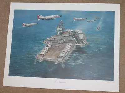 TONY FACHET - 1986  The America  Military Navy Airplane Aircraft Carrier Print • $30