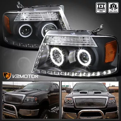 Black Fits 2004-2008 F150 06-08 Lincoln Mark LT LED Halo Projector Headlights • $124.05