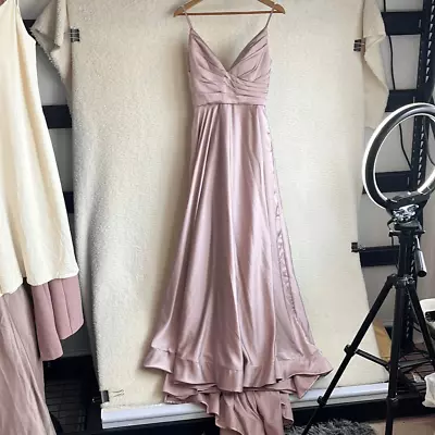La Femme Dress Womens Size 4 Pink Mauve Satin Maxi • $75