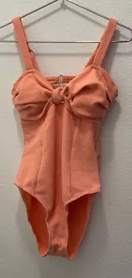 Magnolia Place Unique Vintage Swimsuit Orange Rib One Piece L Large Size 10/12 • $59.99