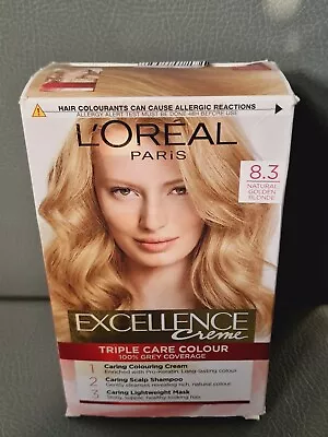 L'Oreal Paris Excellence Creme Hair Colour Hair Dye 8.3 NATURAL GOLDEN BLONDE • £9.99