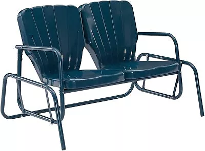 CO1032-NV Ridgeland Retro Outdoor Metal Loveseat Glider Navy Gloss • $302.58