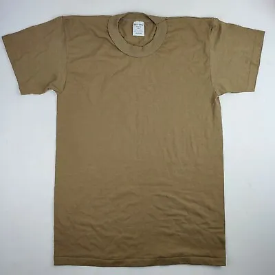 Vintage Tru-Spec Tan Training Single Stitch Blank Short Sleeve Shirt Mens Medium • $14.95