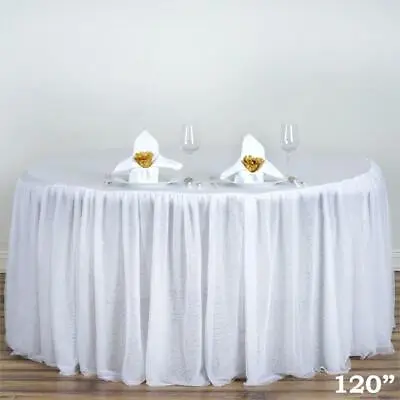 $50.60 • Buy 120  WHITE 3 Layers Tulle Satin Topper Fitted Round Tablecloth Wedding Linens